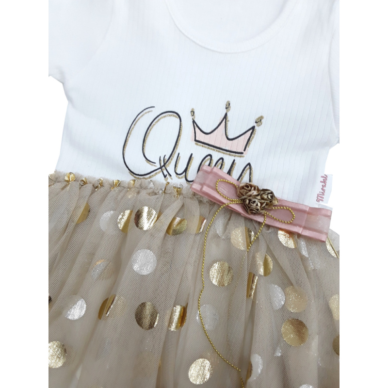 Φόρεμα Αμάνικο με Κορδέλα Queen Forever Gold Mirabel Baby 38370