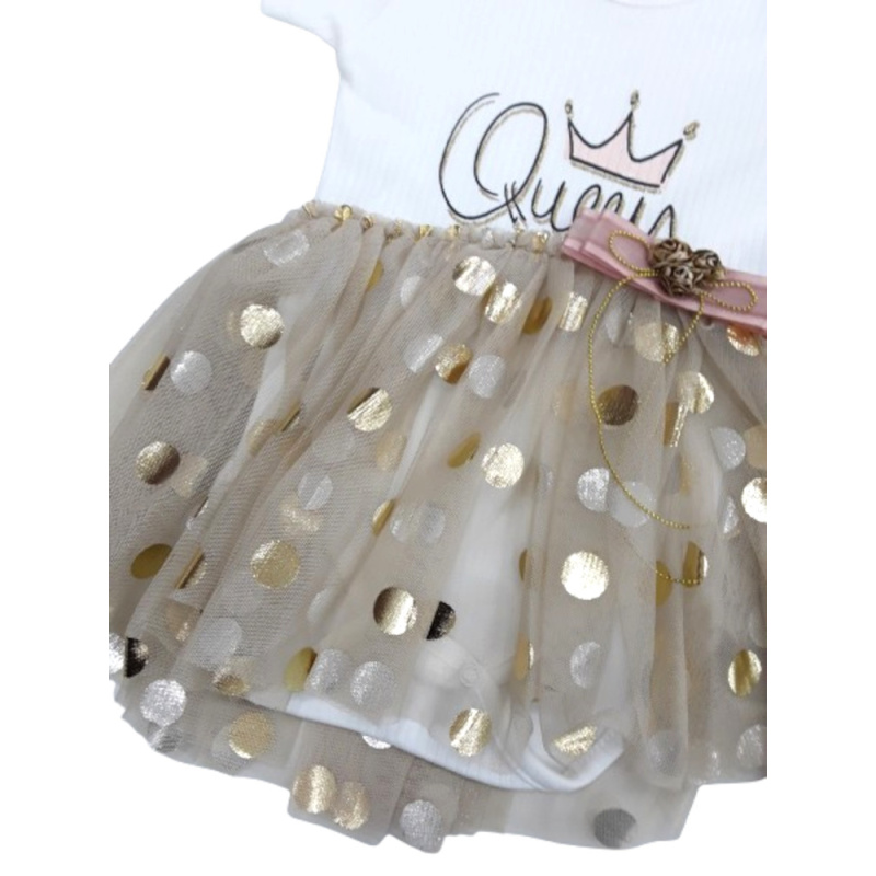 Φόρεμα Αμάνικο με Κορδέλα Queen Forever Gold Mirabel Baby 38370