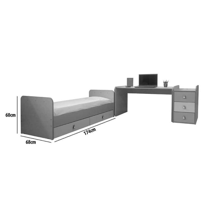Σετ πολυμορφική κούνια-κρεβάτι Beboulino 60x170cm Αφροδίτη & Συρταριέρα Premium Οξιά-Λευκό 12001122511