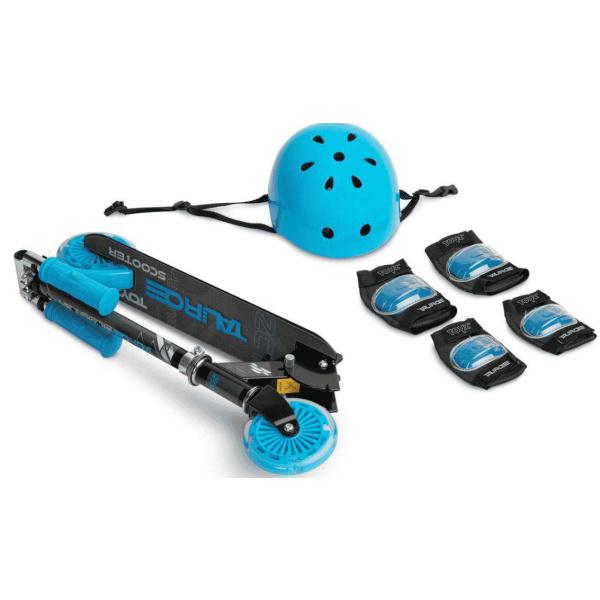 Scooter Δίτροχο με Κράνος και Προστατευτικά Tauro Toyz Blue 0421