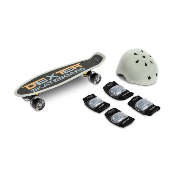 Skateboard με Κράνος και Πρστατευτικά Dexter Toyz Grey 0502