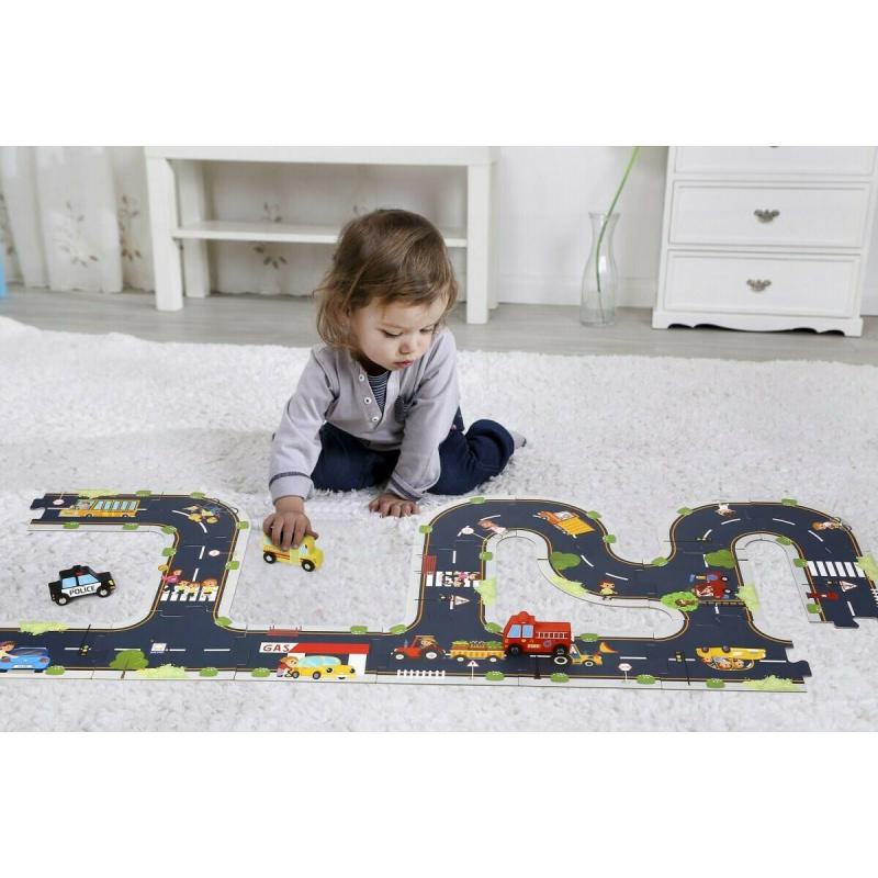Puzzle Αυτοκινητόδρομος 21τμχ Ξύλινο Tooky Toys TH103