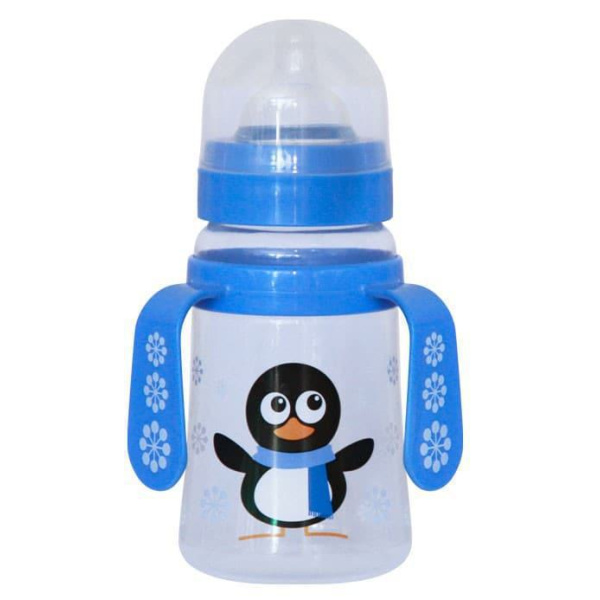 Μπιμπερό Πλαστικό με Λαβές 250ml Lorelli Blue Penguin 1020068