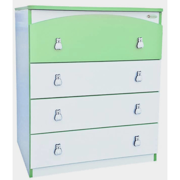 Συρταριέρα με Ροδάκια 80x50x88cm Premium Beboulino Λευκό Πράσινο 10201381102
