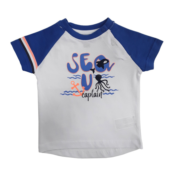 T-shirt Μπλουζάκι Sea U Captain Venere White Blue 8010659